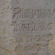 Caesarea. Inscriptie met de namen van keizer Tiberius en Pontius Pilatus (midden(