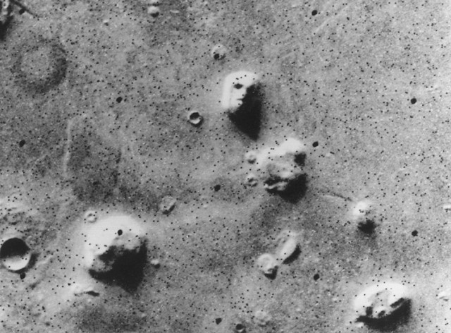 Het gezicht op Mars. Alien Artefact in de Cydonia regio? Foto Viking 1, 1976