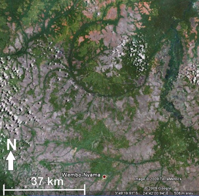 De inslagkrater in Congo