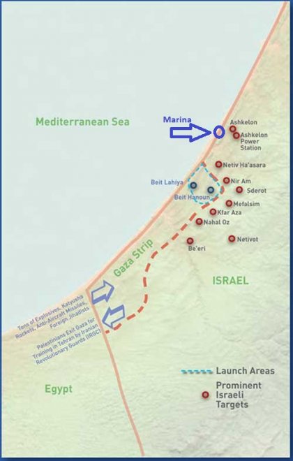 Plaatsen in Israël waar in 2008/2009 Palestijnse raketten terecht kwamen