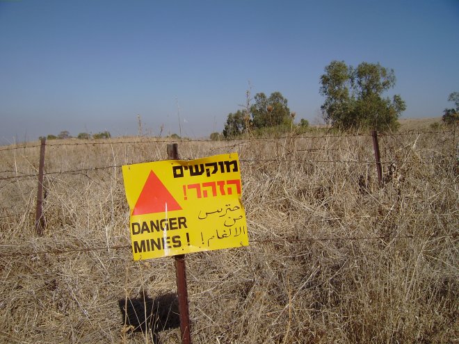 Aan de Syrische kant van de Jordaanvallei liggen uitgestrekte mijnenvelden