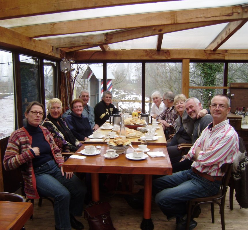 De Malta-overwinteraars 2008/2009 in Fort Vuren bijeen. Vlnr. Miranda, Diana, Josje, Fred, Jaap, Ans, Tom, Gerda, Nanning en Gerard