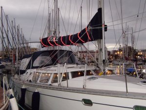 Kerst verlichting op de giek van Dulce