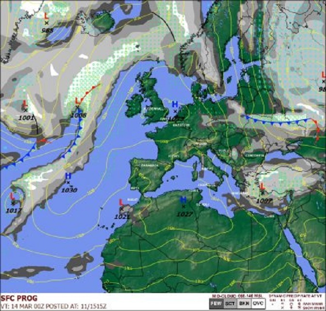 De 72-uursprognose vanmorgen van Sembach