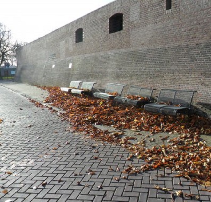 Herfstladeren hopen zich op Buiten de Waterpoort