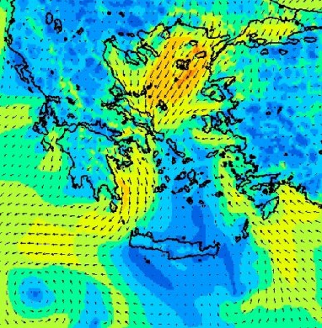 Poseidon windverwachting a.s. zondag 18.00 uur