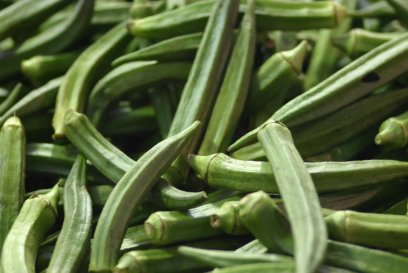 Quiabos, onrijpe vruchten van de Okra-plant