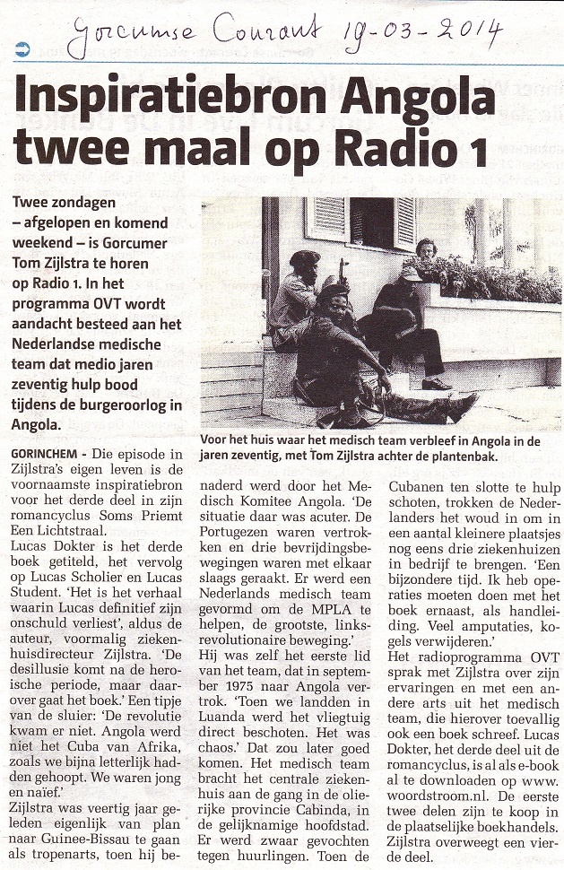 Interview in de Gorcumse Courant, 19 maart 2014