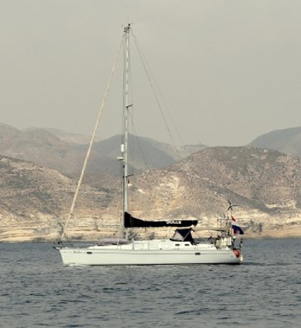 Dulce voor de Costa Blanca, gefotografeerd door de Turkse solozeilster Dilek