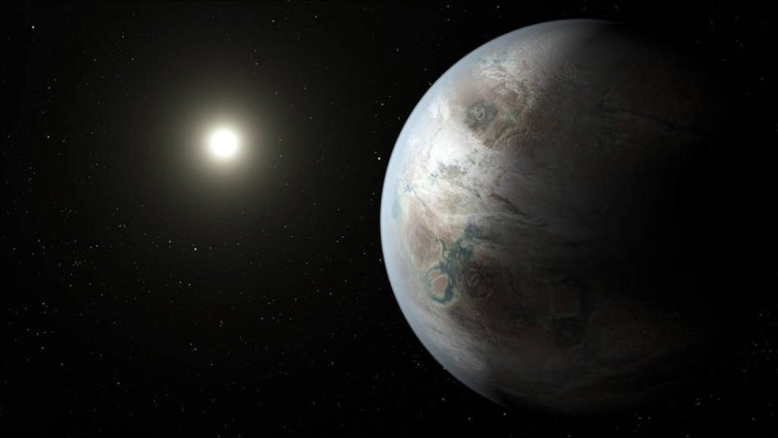 Artist's impression van de aardachtige planeet Kepler-452b