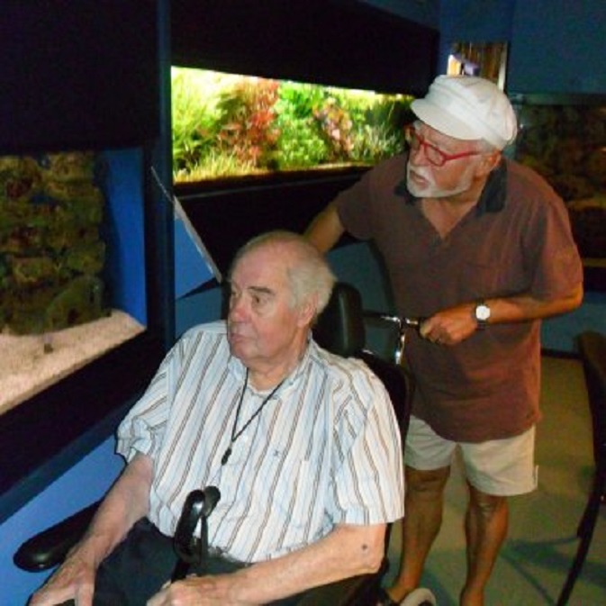 Met mijn oude vriend Ad H. in Aquazoo onder Verpleeghuis Lingesteyn in Leerdam
