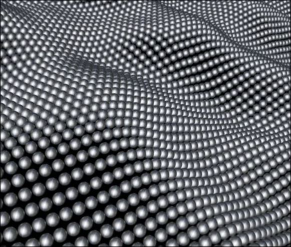 Artist's impression van zwaartekrachtgolven in de ruimtetijd.