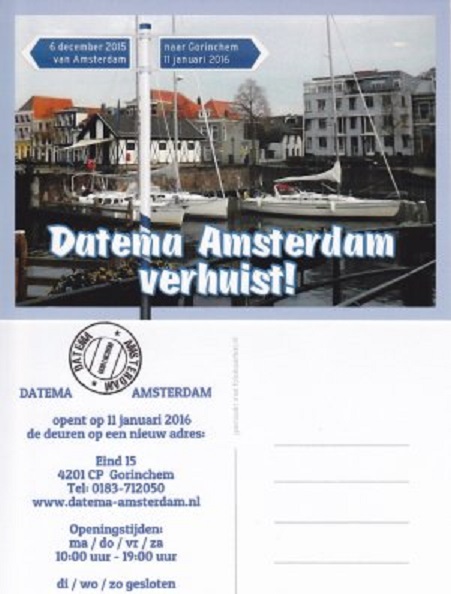 De verhuiskaart van Datema met de Dulce erop.