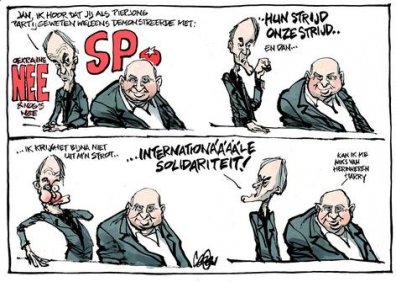 SP-kamerlid Harry van Bommel en een vergeetachtige Jan Marijnissen. Jos Collignon vanmorgen in De Volkskrant