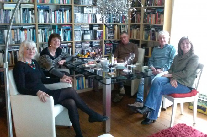 Nog een keer allemaal samen. Straks varen we uit. Vlnr. Ans, Joke, Lourens en Arina.