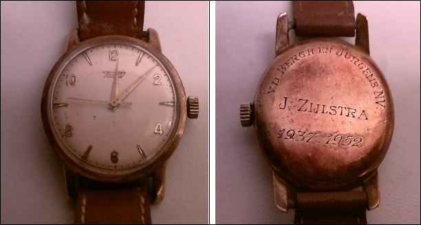 Het oude horloge van mijn vader. Het is 65 jaar oud en loopt nog altijd goed.