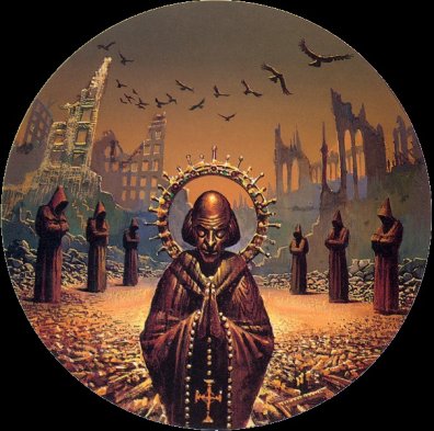 Cover-afbeelding van mijn uitgave van 'A Canticle for Leibowitz' door Bruce Pennington