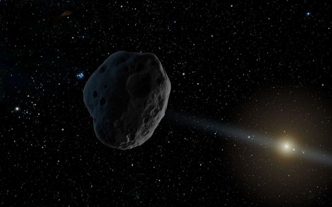 Artists' impression van asteroïde BS32.