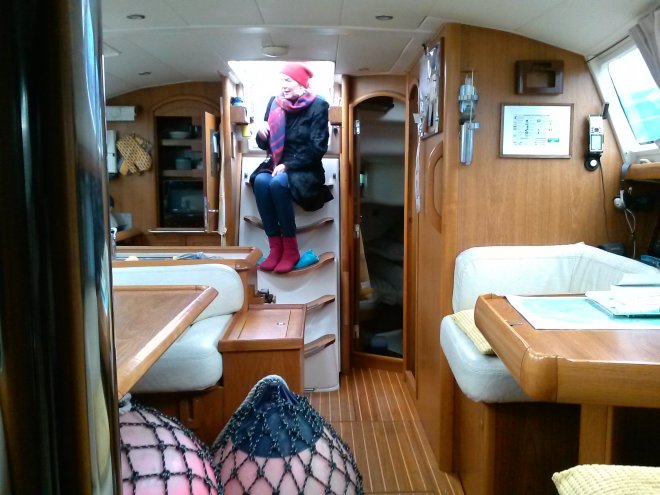 Vanmorgen in de kajuit op de boot.