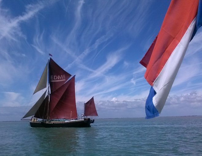 Ontmoeting met een Thames barge.