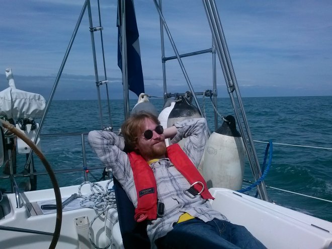 Bas voelt zich prima thuis aan boord.