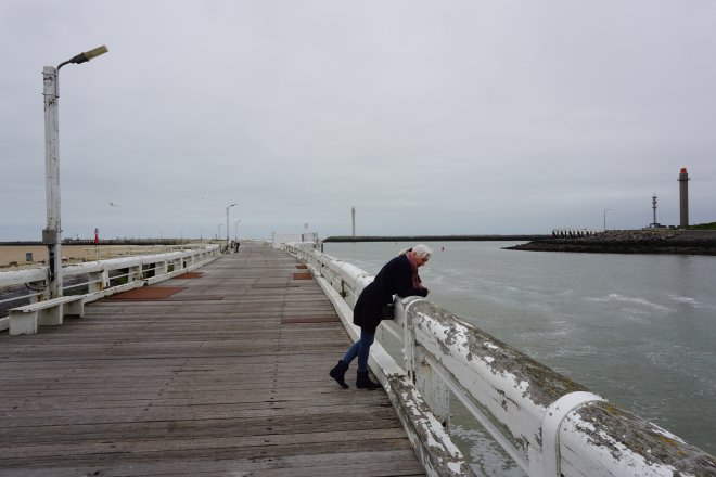 Koukleumen op de havenpier (het 'Westelijk Staketsel') van Oostende.