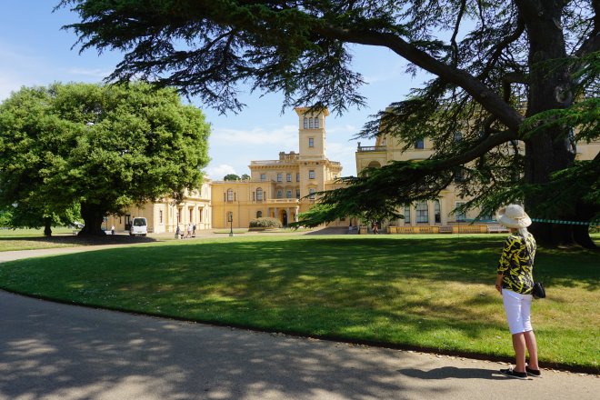 De voorzijde van Osborne House in East-Cowes, het favoriete paleis van koningin Victoria.