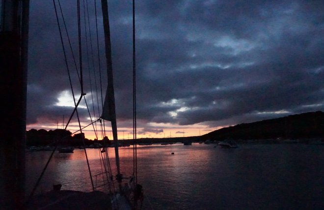 Avondrood over de Salcombe River.