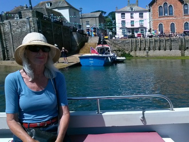 Afvaart van Town Quay, Fowey, met de watertaxi naar de boot.