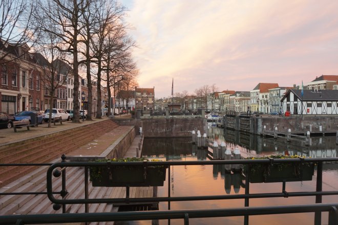 Bij de zonsondergang gisteravond.