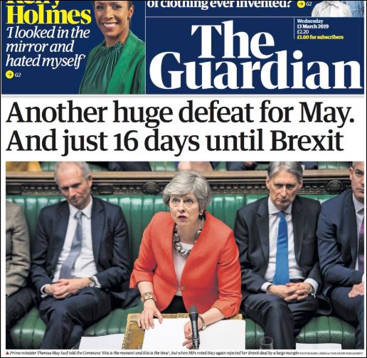 Voorpagina van The Guardian vanochtend.