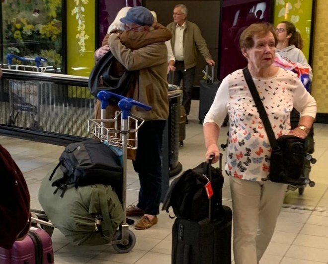 In de aankomsthal van Schiphol (foto: Cees)