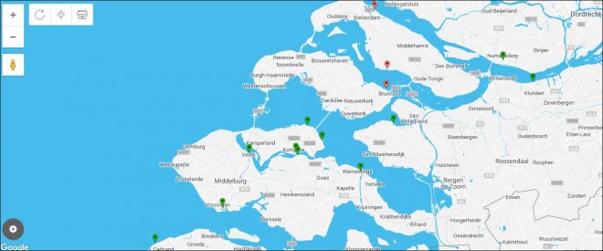 De interactieve jachthavenkaart van het blad 