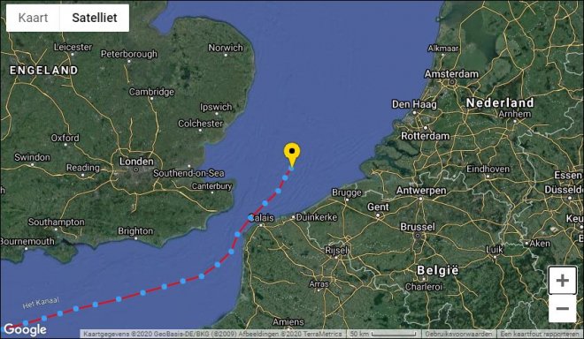 Bark Europa, positie op 15-06-2020, 14.00 uur