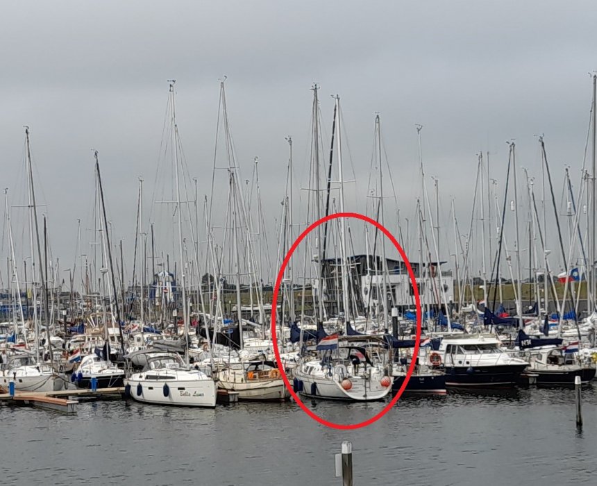 Dulce in de haven van Oudeschild (foto van gisteren).