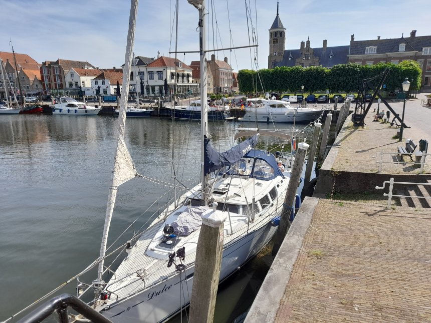 Willemstad gistermiddag. Foto vanaf de trap van het peilhuisje.