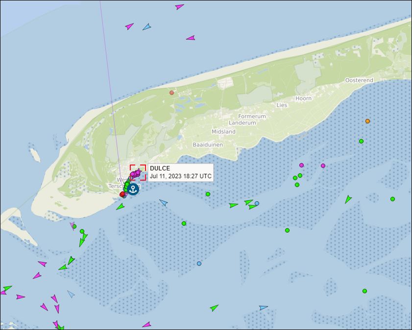 Dulce op Vesselfnder van 11 juli 2023.
