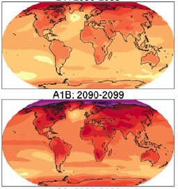 Update. Opschuiving van klimaatgordels in scenario A1B, IPCC 2007