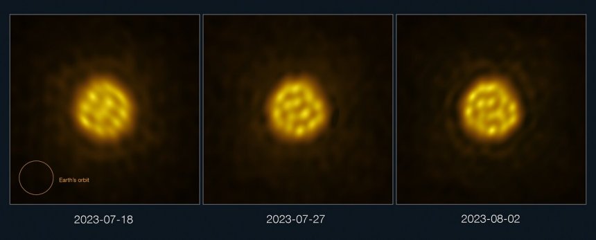 De ster R Doradus (Credit: ALMA (ESO/NAOJ/NRAO)/W. Vlemmings et al.0