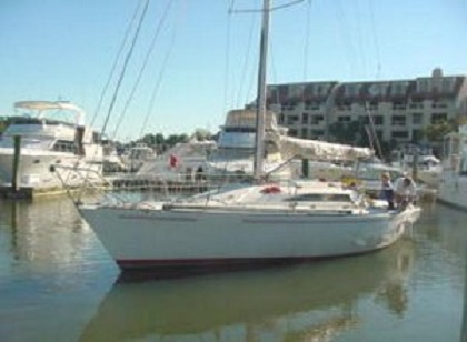 Welsh Dragon voor het vertrek, in de haven van Savannah, USA