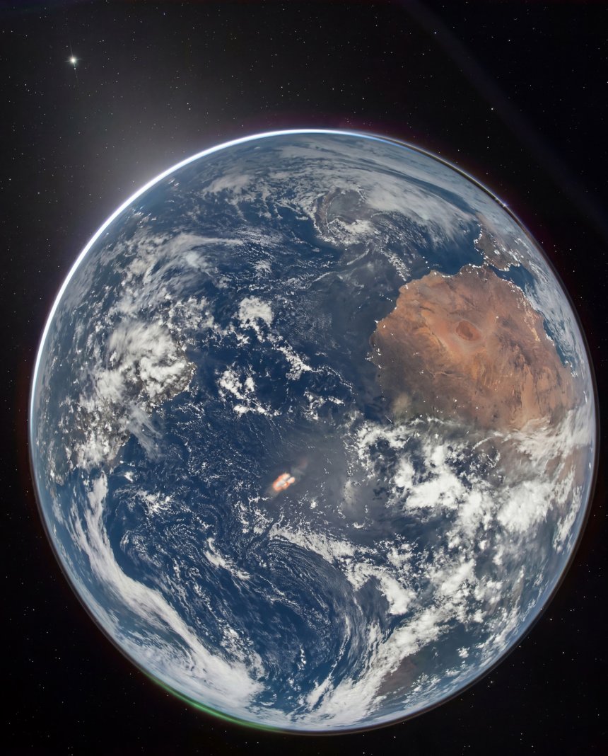 Is de foto echt of gespiegeld? (foto: Aartemis II NASA)