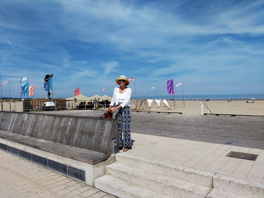 Op het nieuwe deel van de boulevard van Dunkerque.