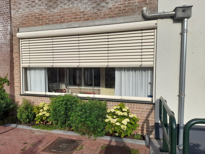 Ons geveltuintje staat er prima bij (foto van vanmorgen).